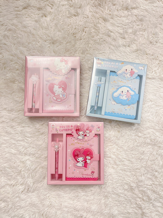 Kawaii Sanrio Characters Diary/Notebook and Pen Set, Hello Kitty, Cinnamoroll, My Melody