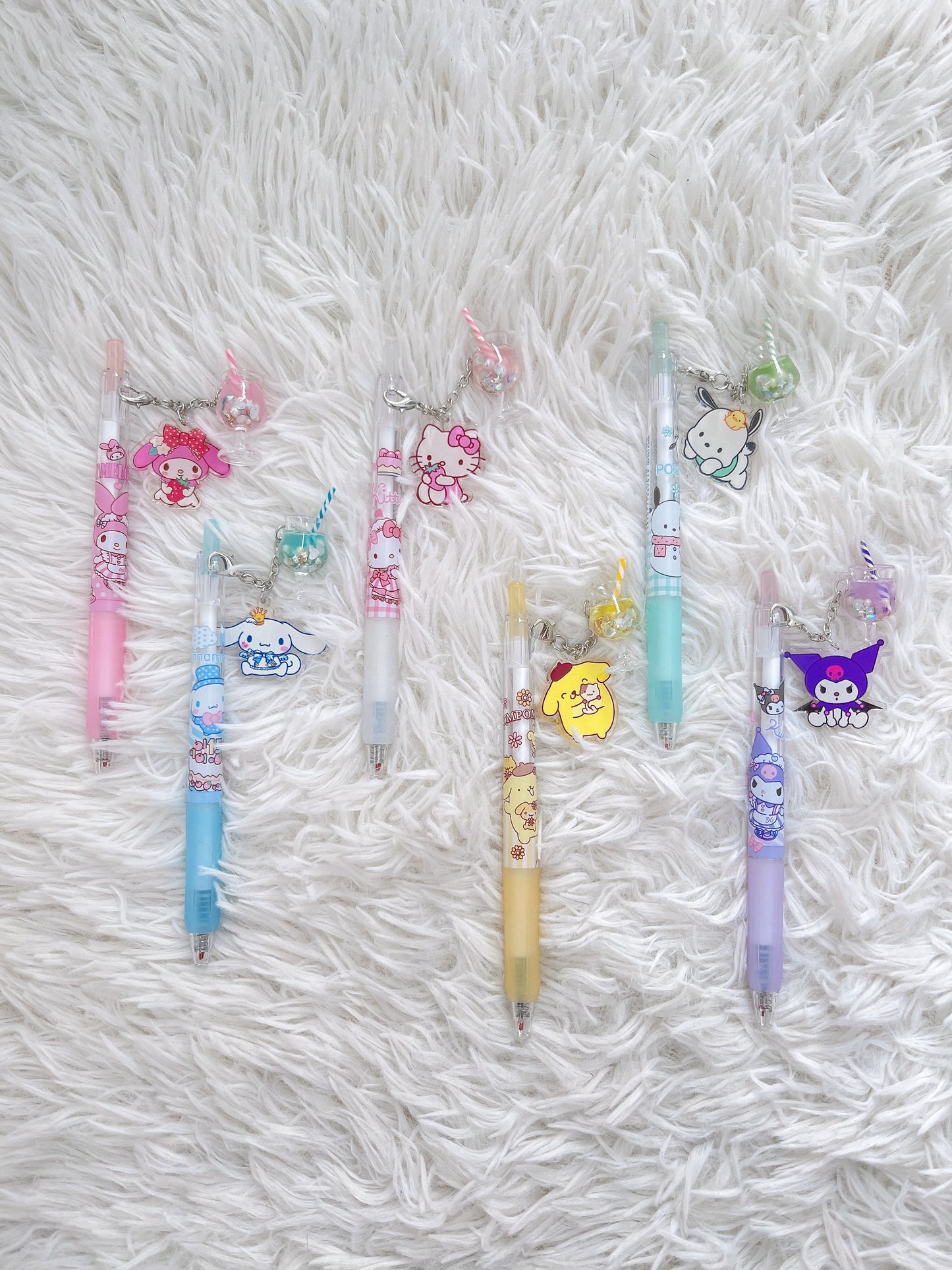 Cute/Kawaii Sanrio Characters Pen with Charm 0.5mm, School Supply, Gift, Hello Kitty, Kuromi, Cinnamoroll, Pompompurin, My Melody, Pochacco