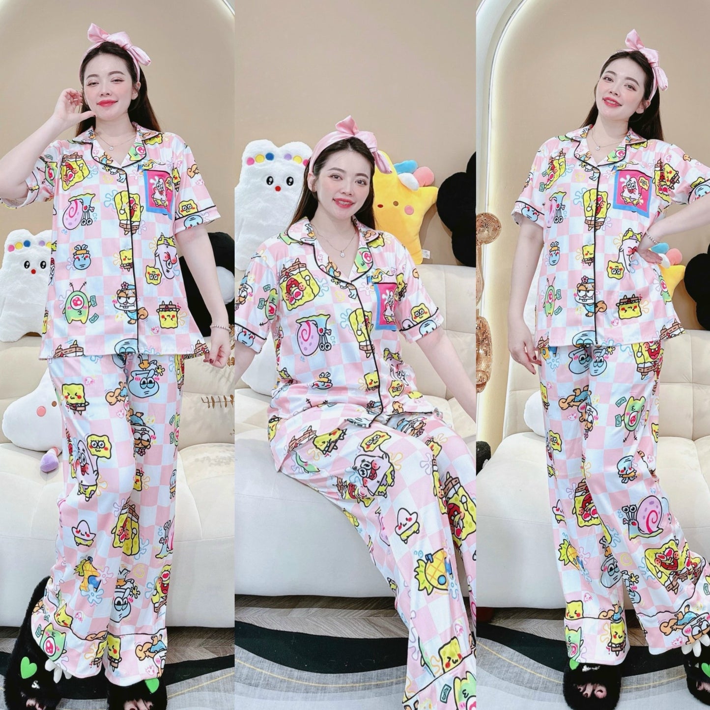 Spongebob Ribbed Cotton Pajama Short Sleeve