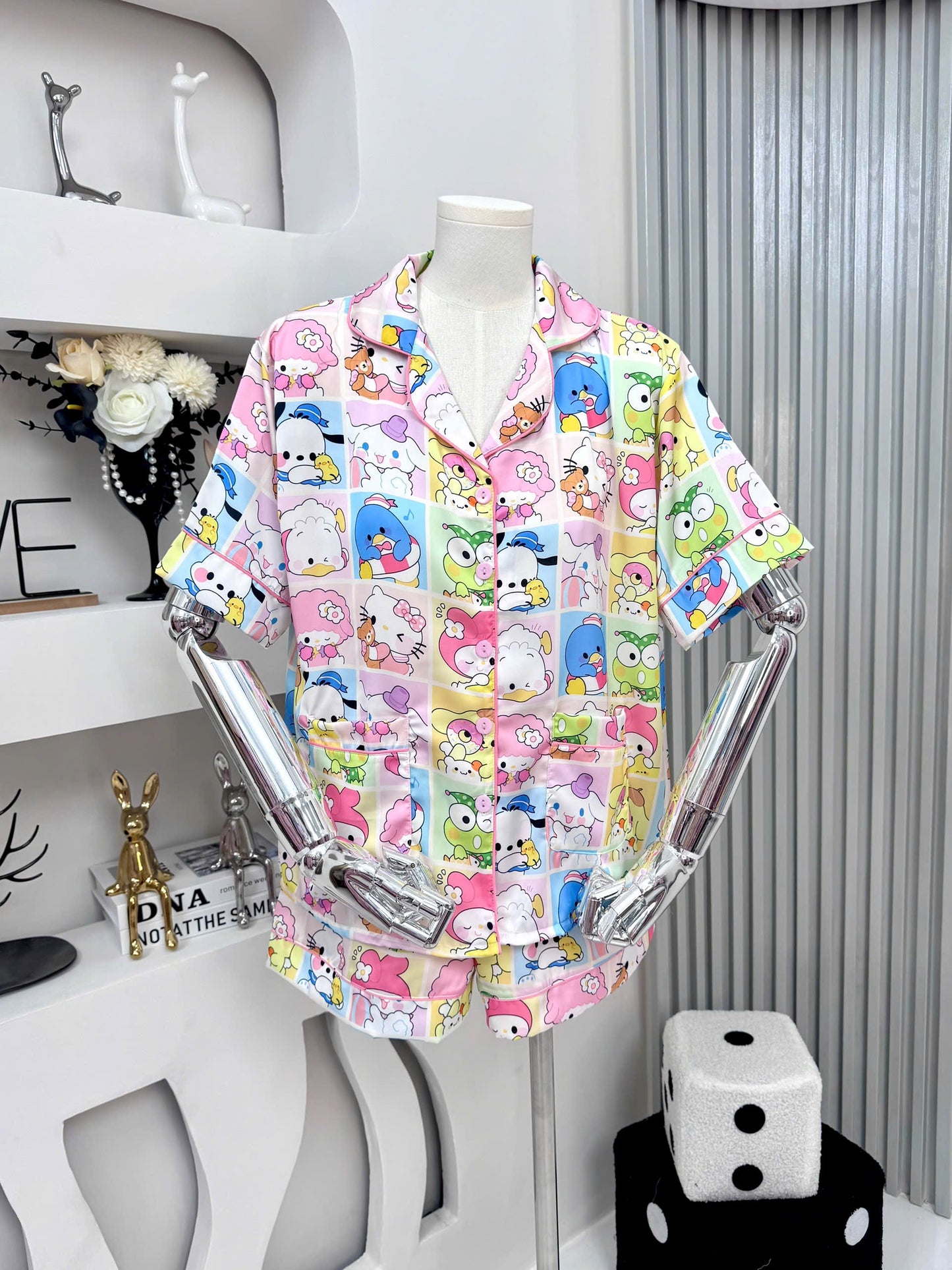 Sanrio Satin Pajama Short Set - Hello Kitty, Keroppi, Cinnamoroll, My Melody