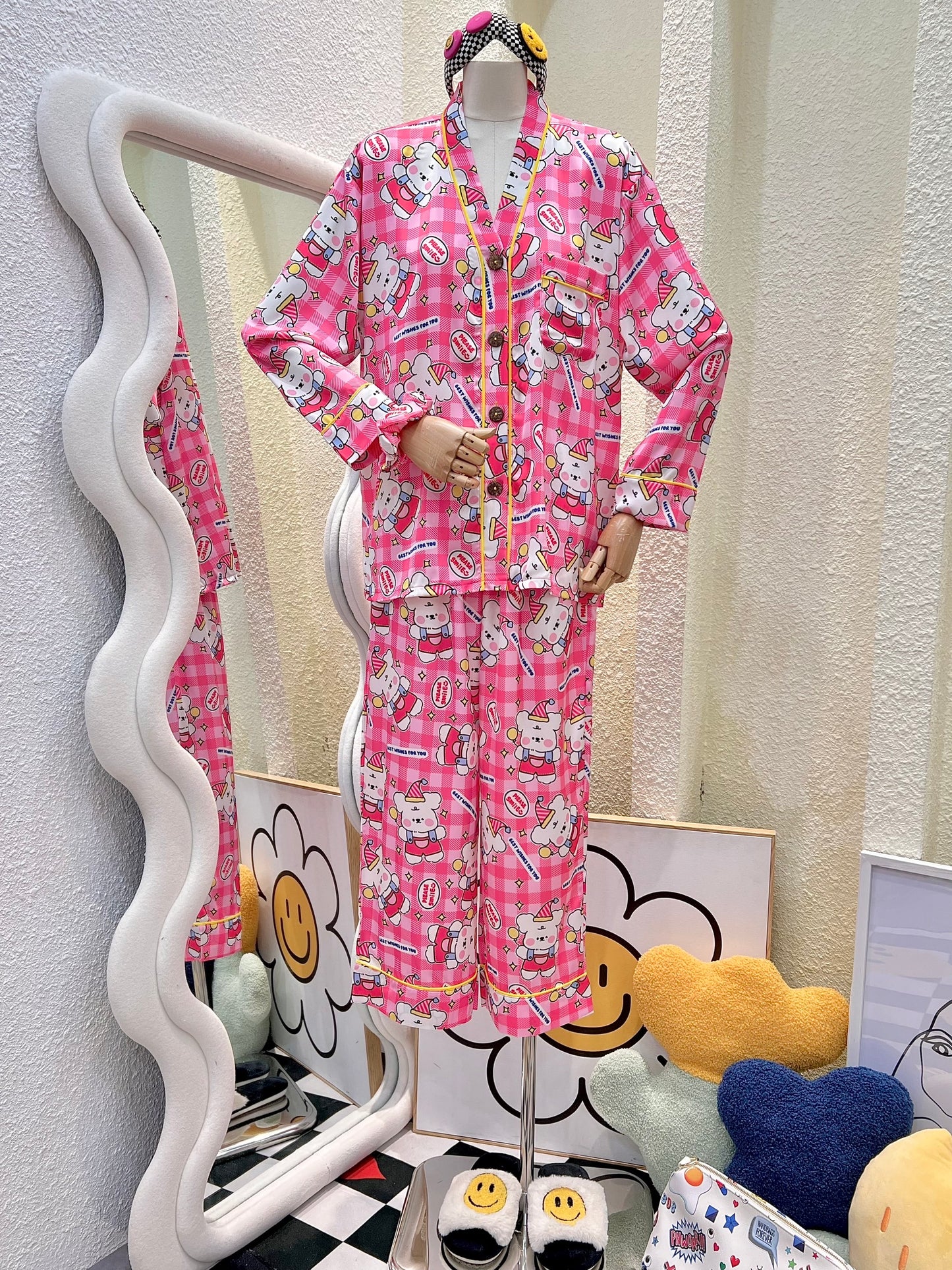 Checkered White Bear Long Sleeve