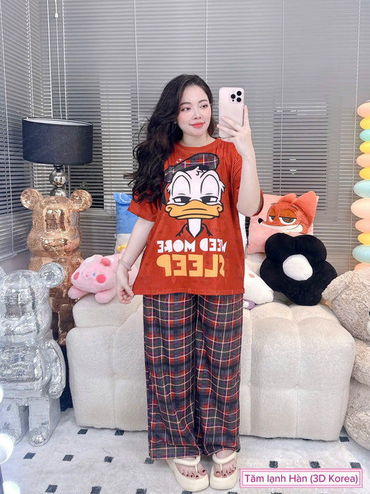 Donald Duck Ribbed Cotton Pajama Short Sleeve