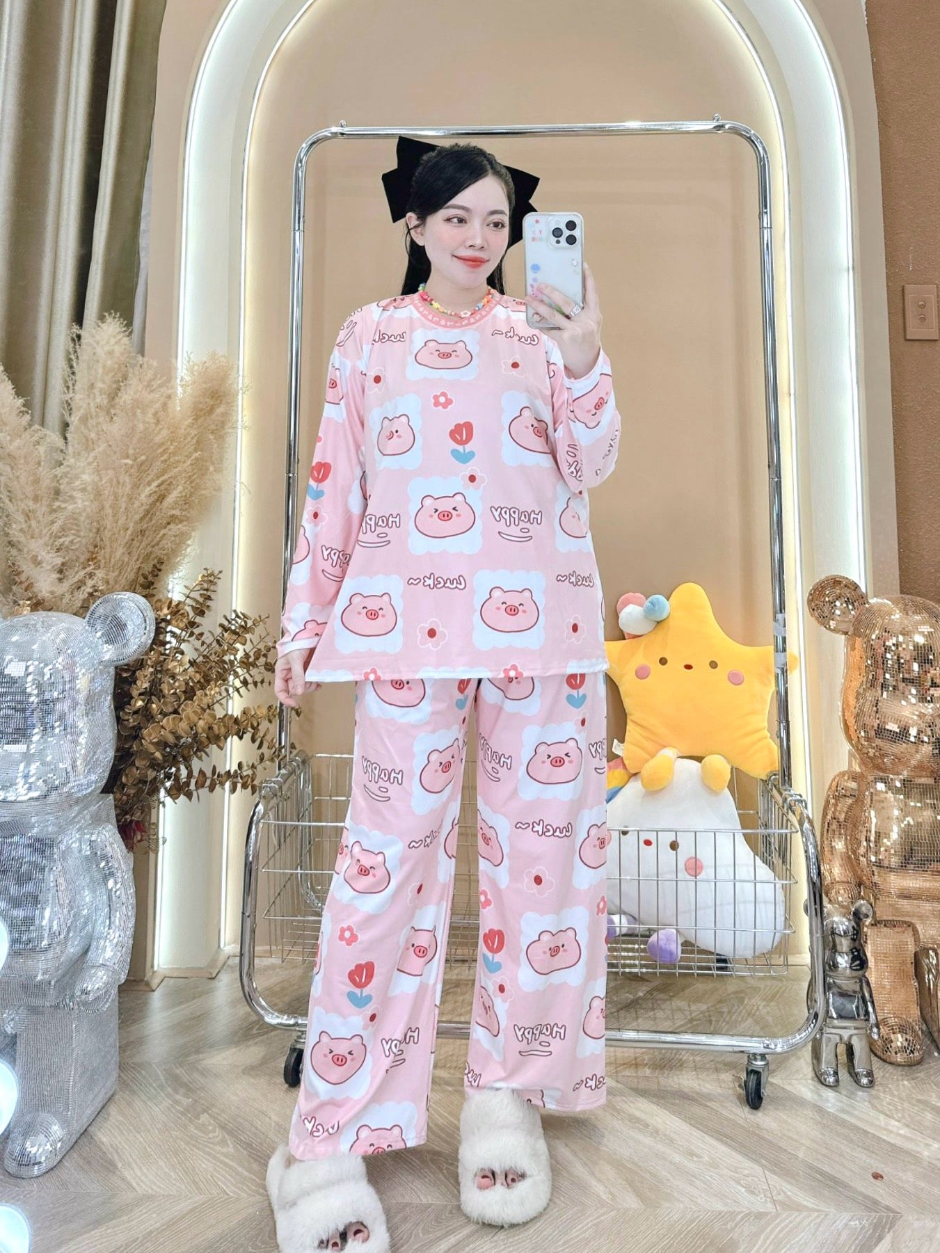 Pink Piggy Cotton Pajama Long Sleeve