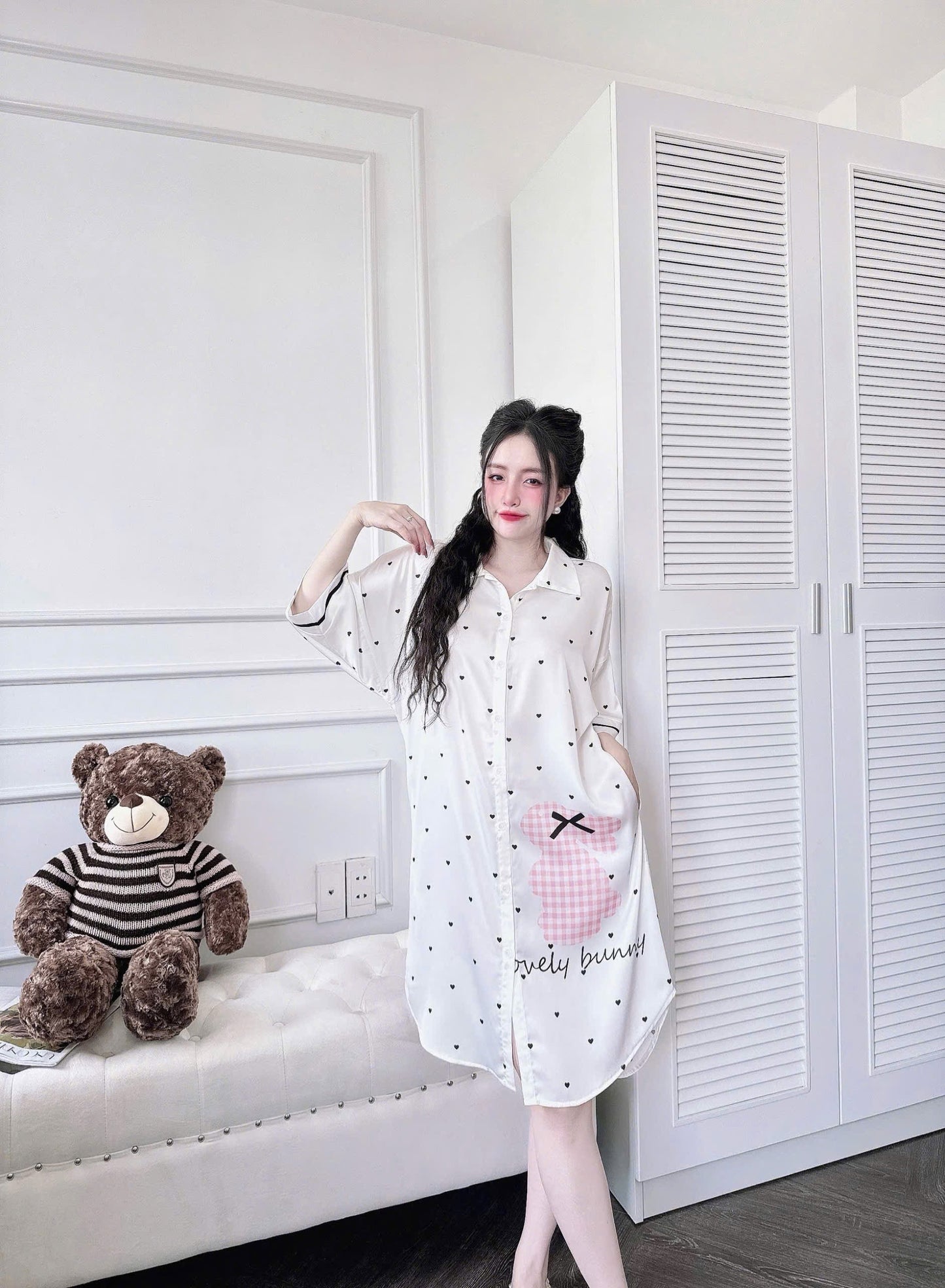 Heart Poka Dot Satin Dress