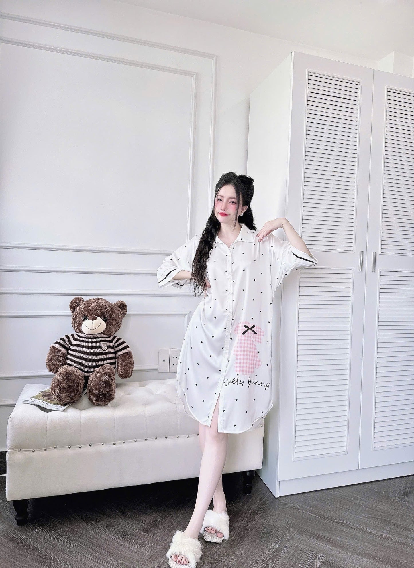 Heart Poka Dot Satin Dress