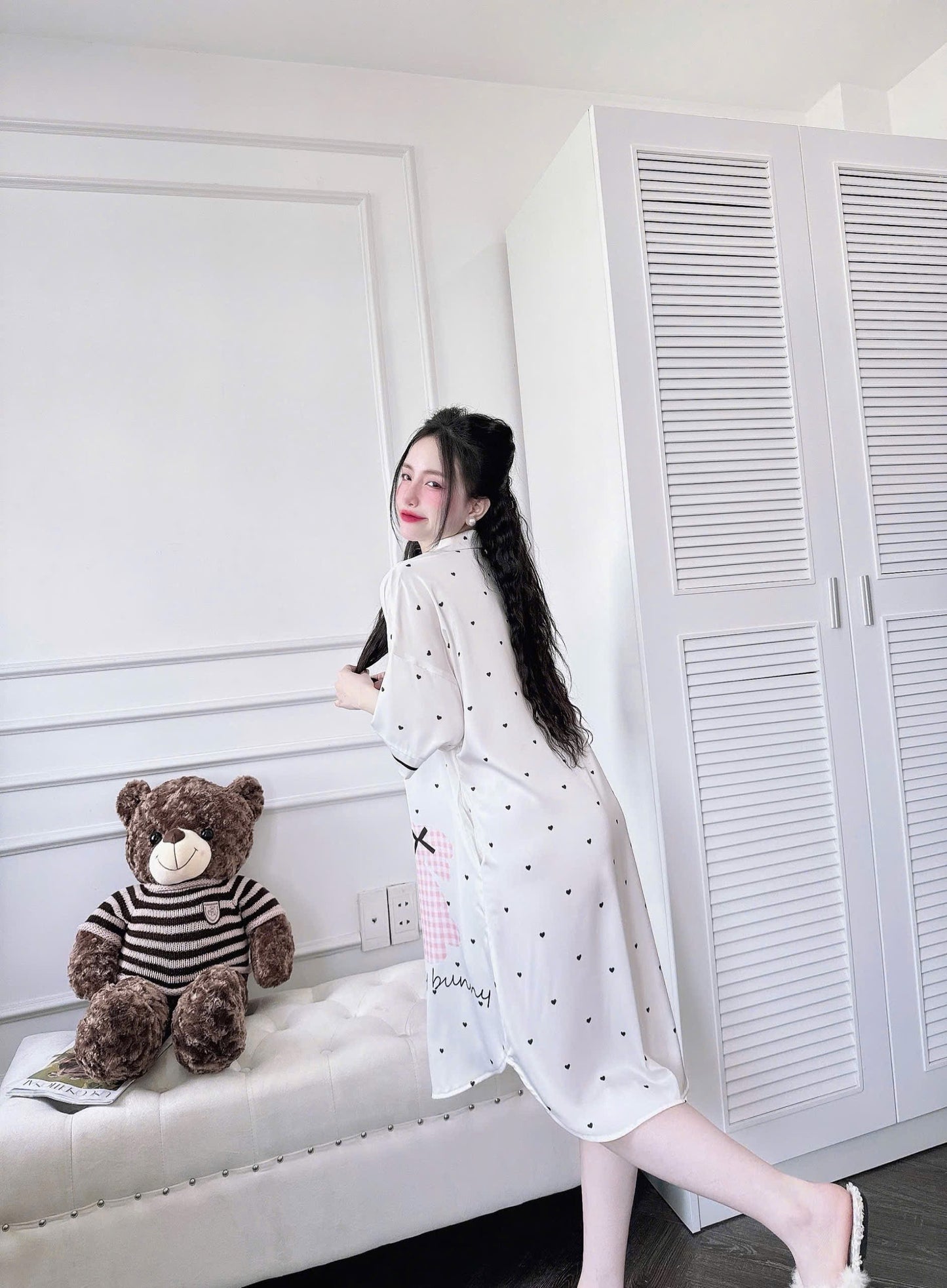 Heart Poka Dot Satin Dress