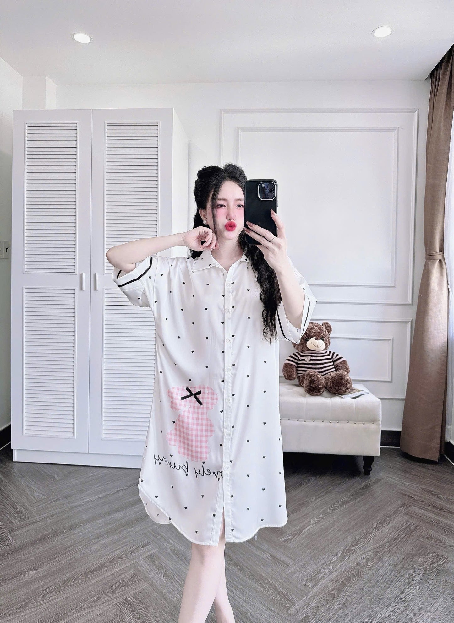 Heart Poka Dot Satin Dress