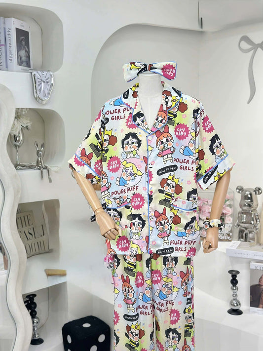 Ombre Cry Baby Satin Pajama Short Sleeve