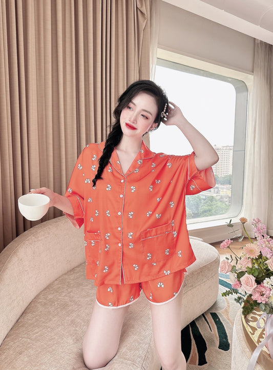 Orange bow Short Set