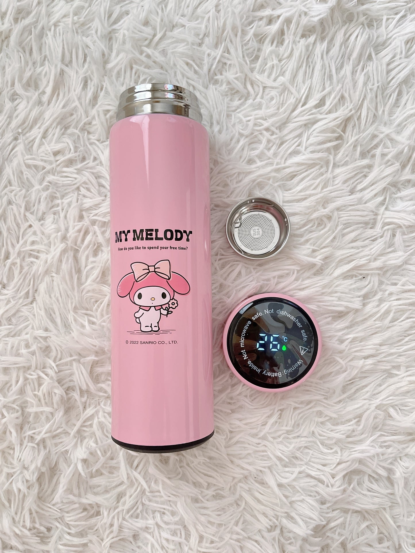 Sanrio Smart Water Bottles with Digital Temperature Display. Tea Infuser Bottle LED Thermal Cup Double Walled Water Bottle Stainless Steel Smart Mug Water Flask Leak Proof Mug - 500ml