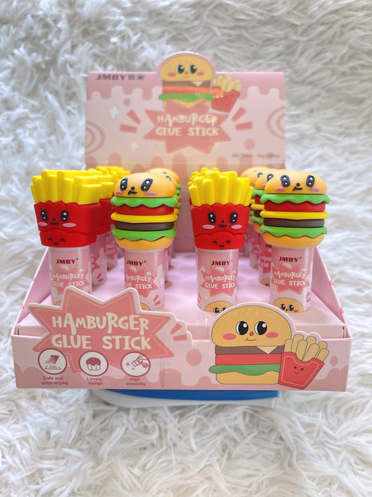 Kawaii Hamburger Fries Solid Glue Stick Strong Adhesive Pen Shape Glue Stick for School Cute Stationery Office Supplies