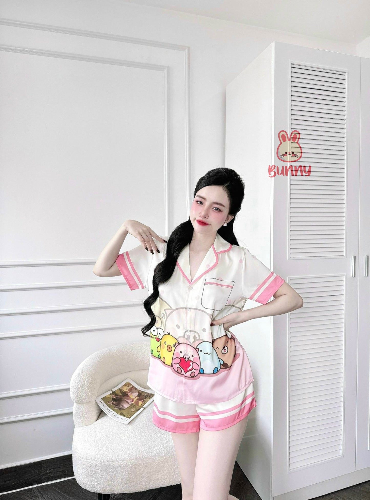 Piggy and Friends Satin Pajama Short Set