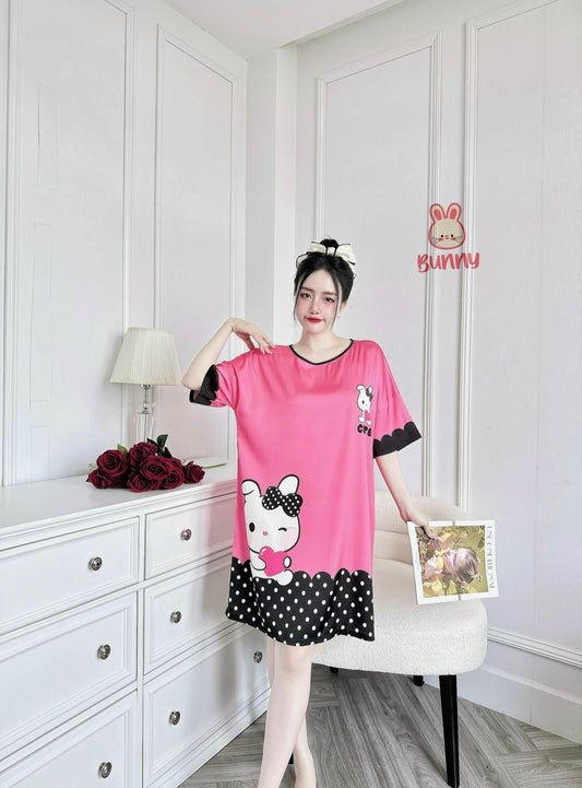 Pink Bunny Poka Dot Nightgown