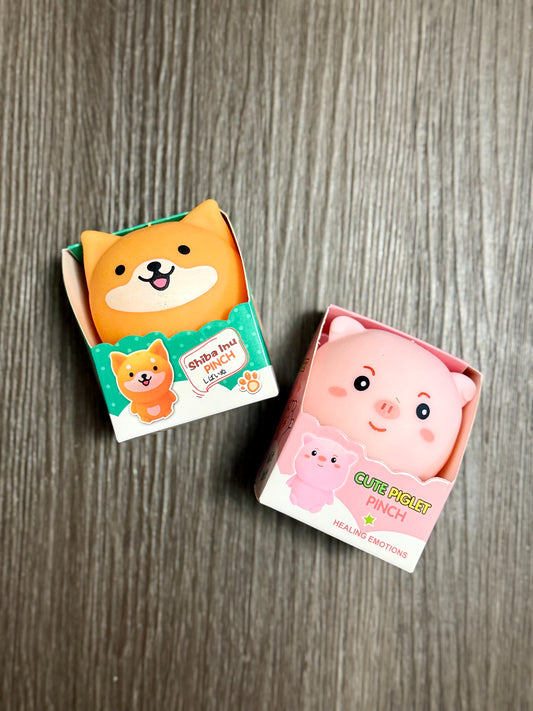 Cute Shiba Inu or Piglet Pinch Decompression Toy, Soft Squeeze, Stress Relief Fidget Toys