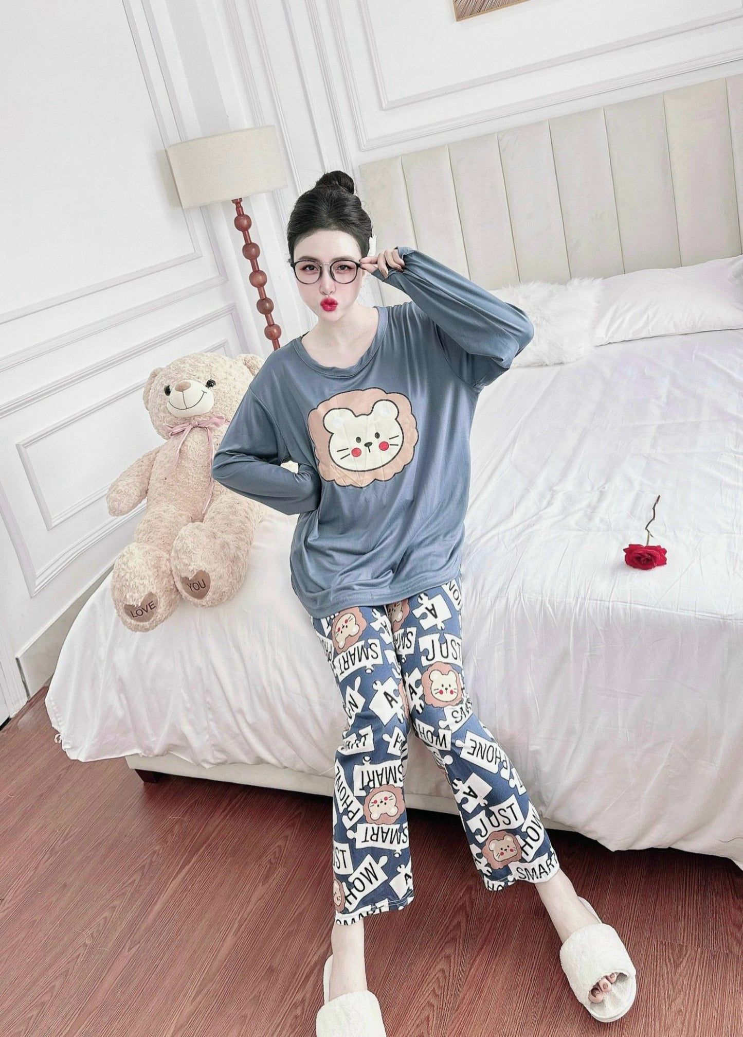 Gray Bear Cotton Long Sleeve