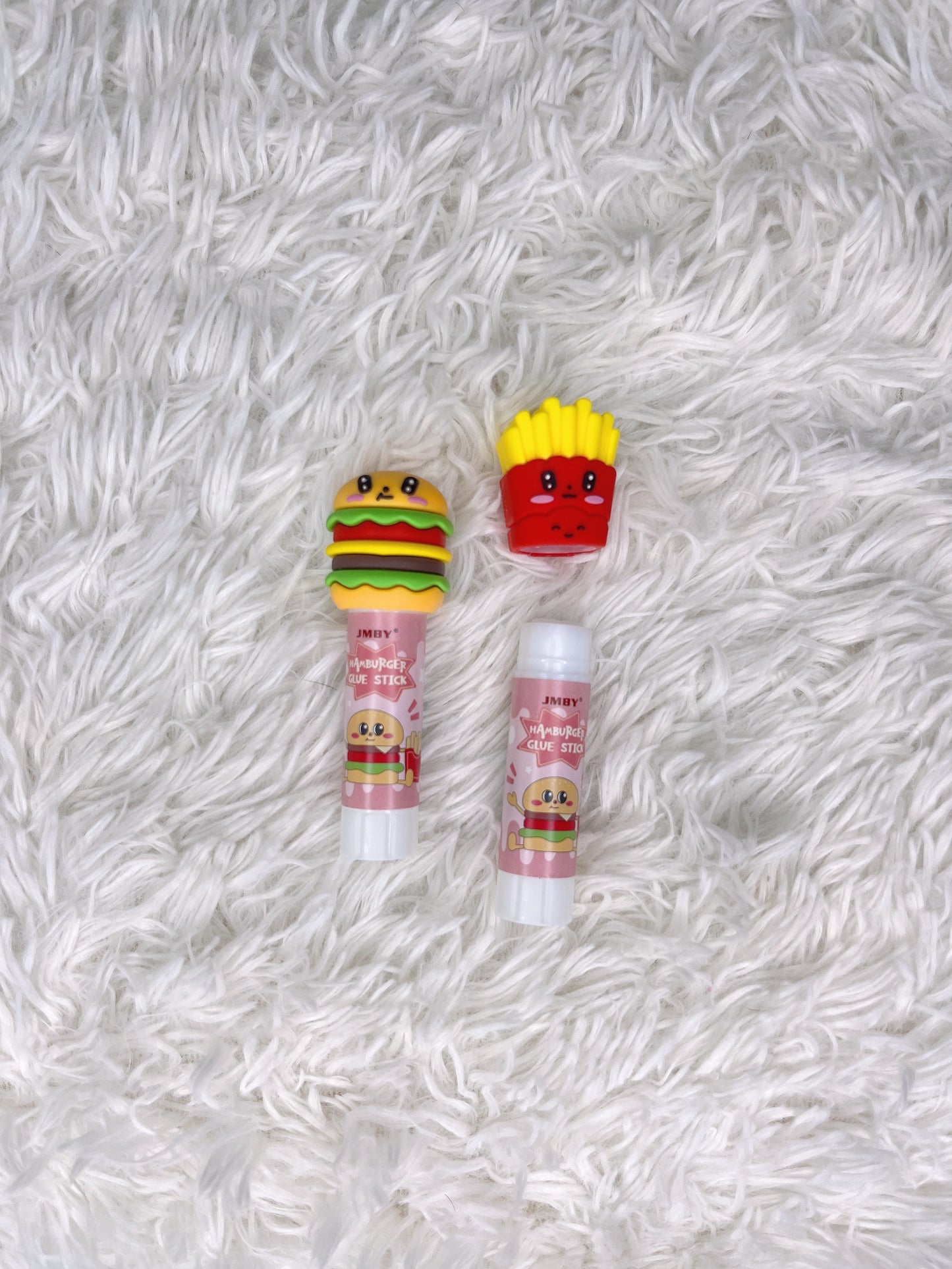 Kawaii Hamburger Fries Solid Glue Stick Strong Adhesive Pen Shape Glue Stick for School Cute Stationery Office Supplies