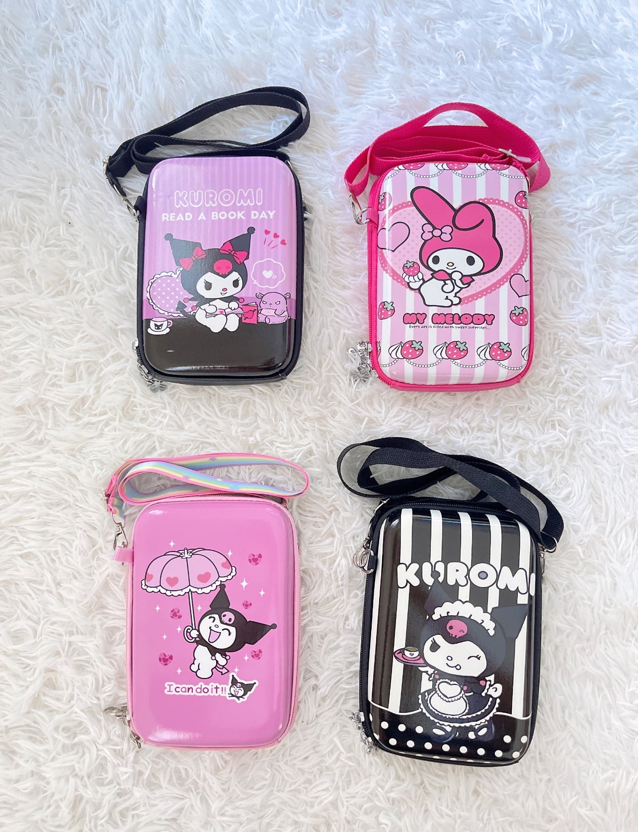 Sanrio Crossbody Bag Cartoon Kuromi Hard Shell Coin Purse Cute Wallet Mobile Phone Bag Gifts, Gift for Her, Gift for Kid