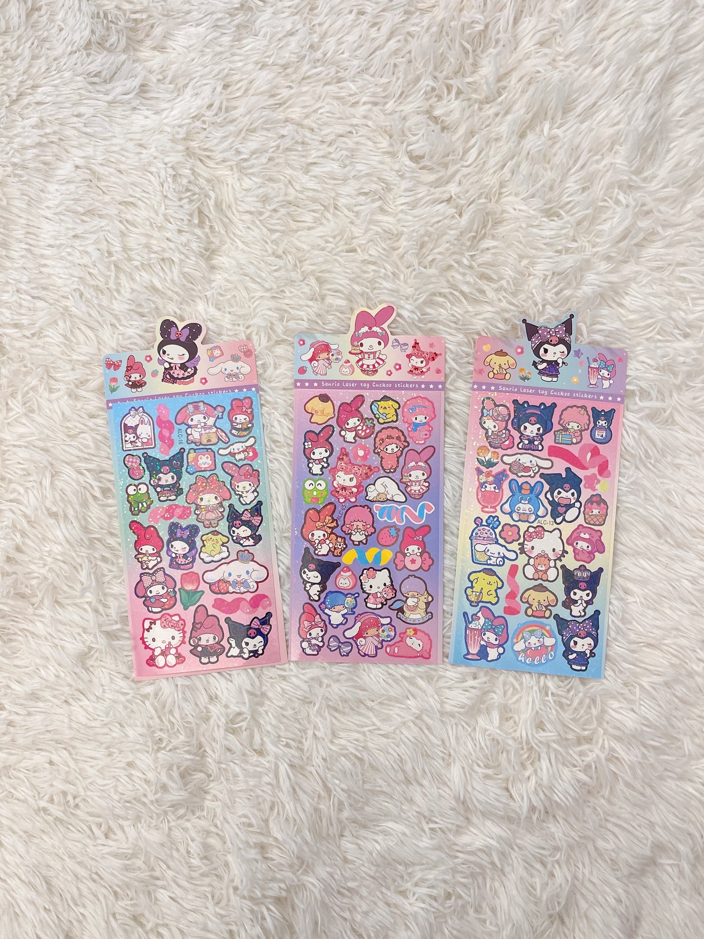 Set of 3 Kawaii Laser Cut Stickers, Cute Sanrio Characters Stickers, back to school, notebook decoration idea for kids, for girls