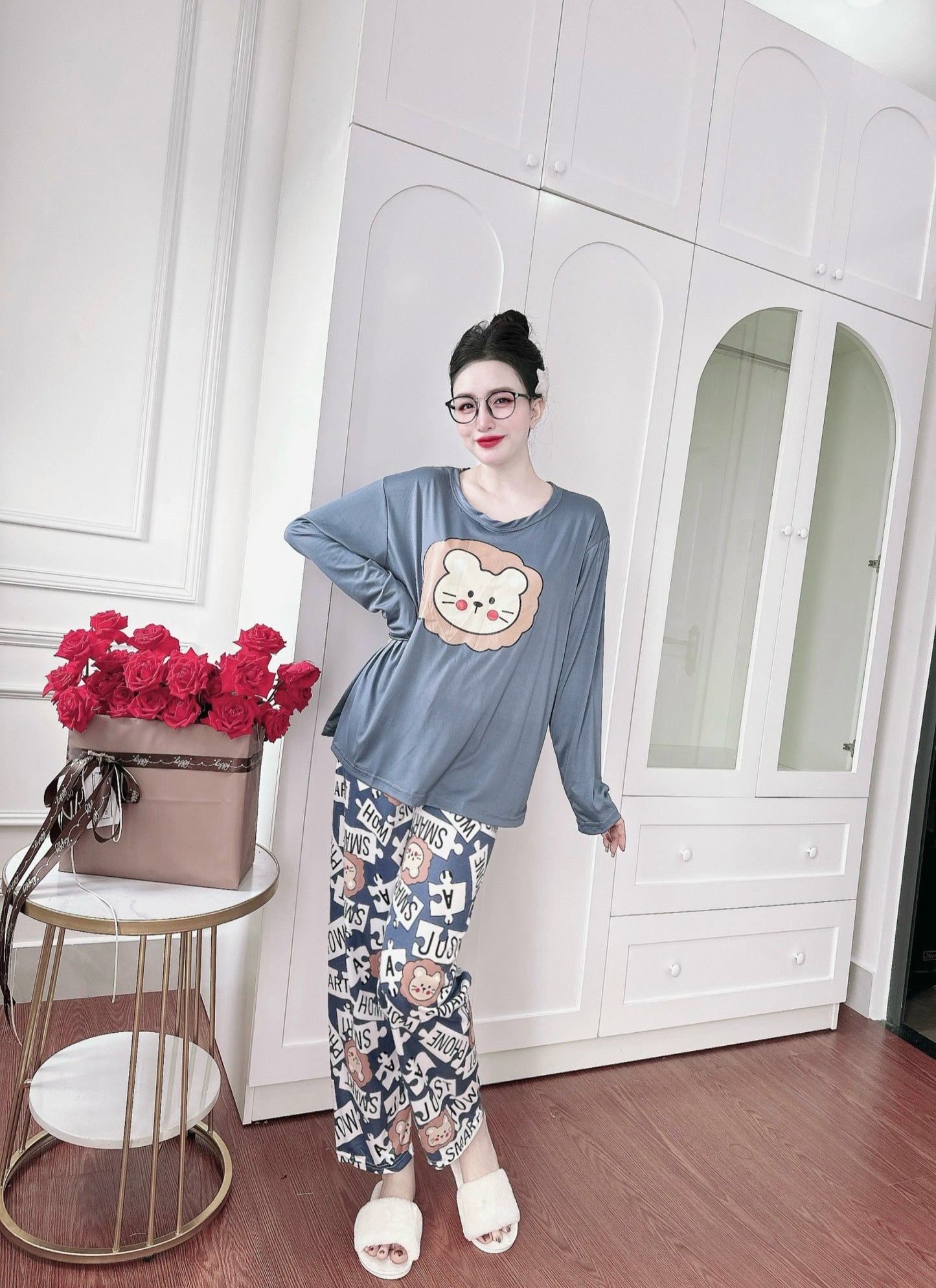 Gray Bear Cotton Long Sleeve