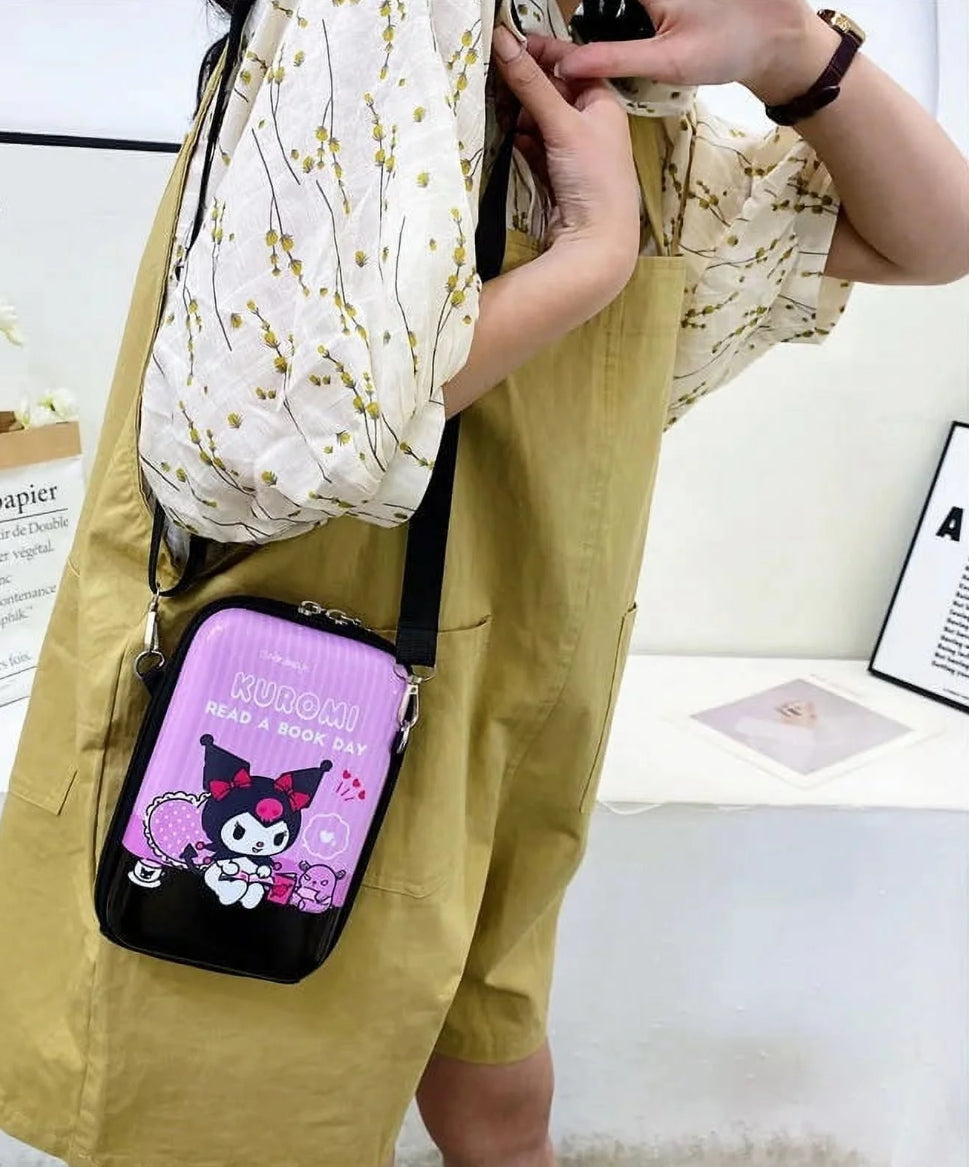 Sanrio Crossbody Bag Cartoon Kuromi Hard Shell Coin Purse Cute Wallet Mobile Phone Bag Gifts, Gift for Her, Gift for Kid