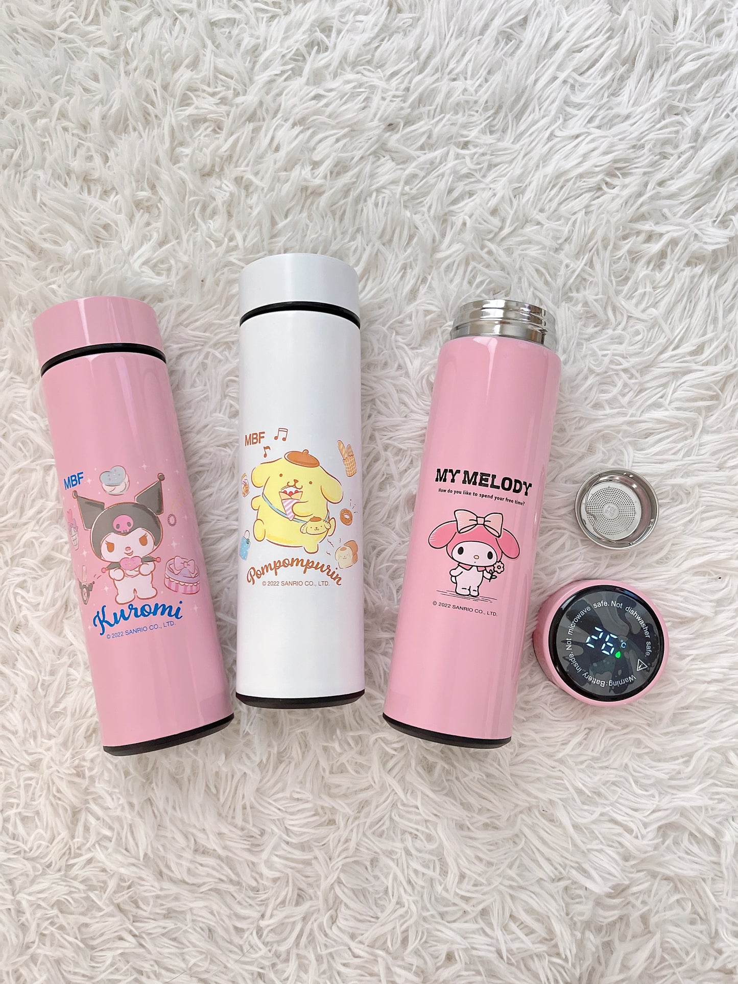 Sanrio Smart Water Bottles with Digital Temperature Display. Tea Infuser Bottle LED Thermal Cup Double Walled Water Bottle Stainless Steel Smart Mug Water Flask Leak Proof Mug - 500ml