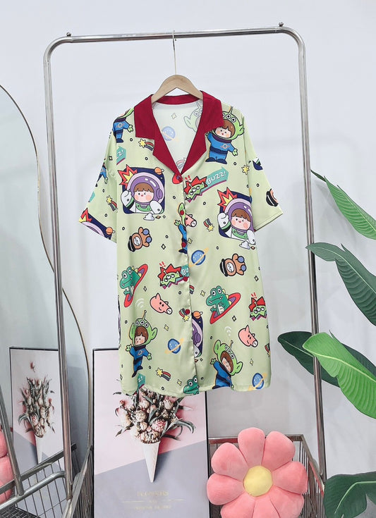 Green Satin Toy Story Nightgown