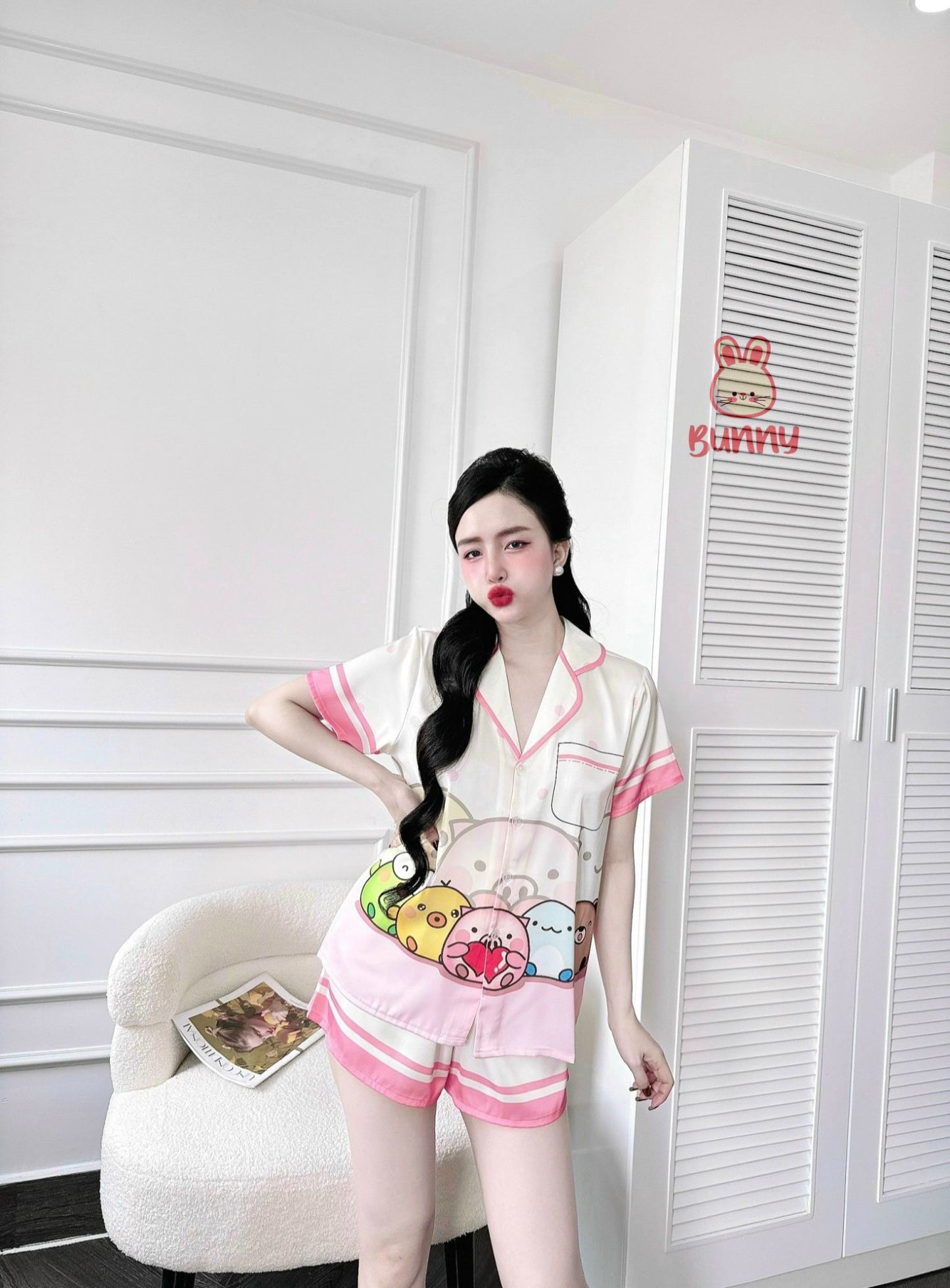 Piggy and Friends Satin Pajama Short Set