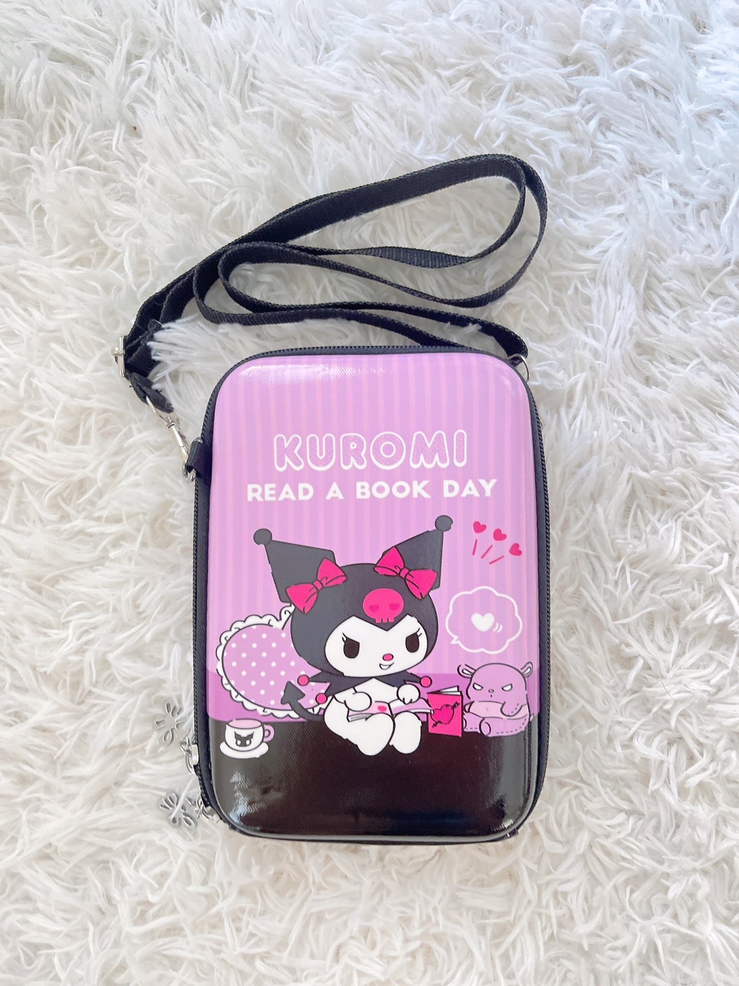 Sanrio Crossbody Bag Cartoon Kuromi Hard Shell Coin Purse Cute Wallet Mobile Phone Bag Gifts, Gift for Her, Gift for Kid