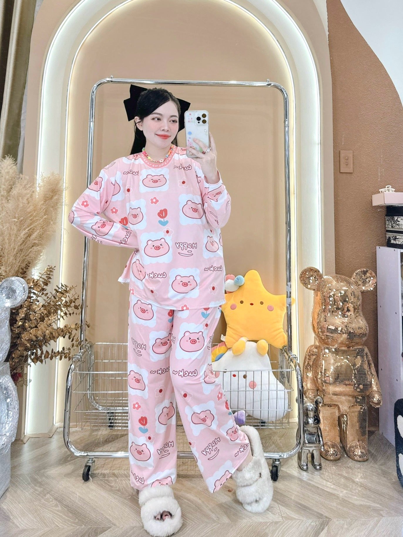 Pink Piggy Cotton Pajama Long Sleeve